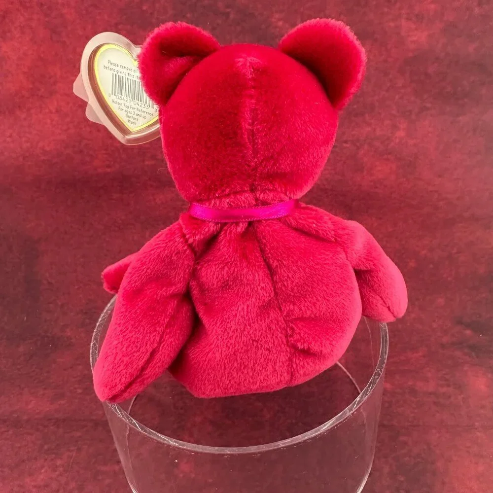 TY VALENTINA RED BEAR BEANIE BABY WITH TAG ERRORS 1998/1999 HOLOGRAM 8,5in